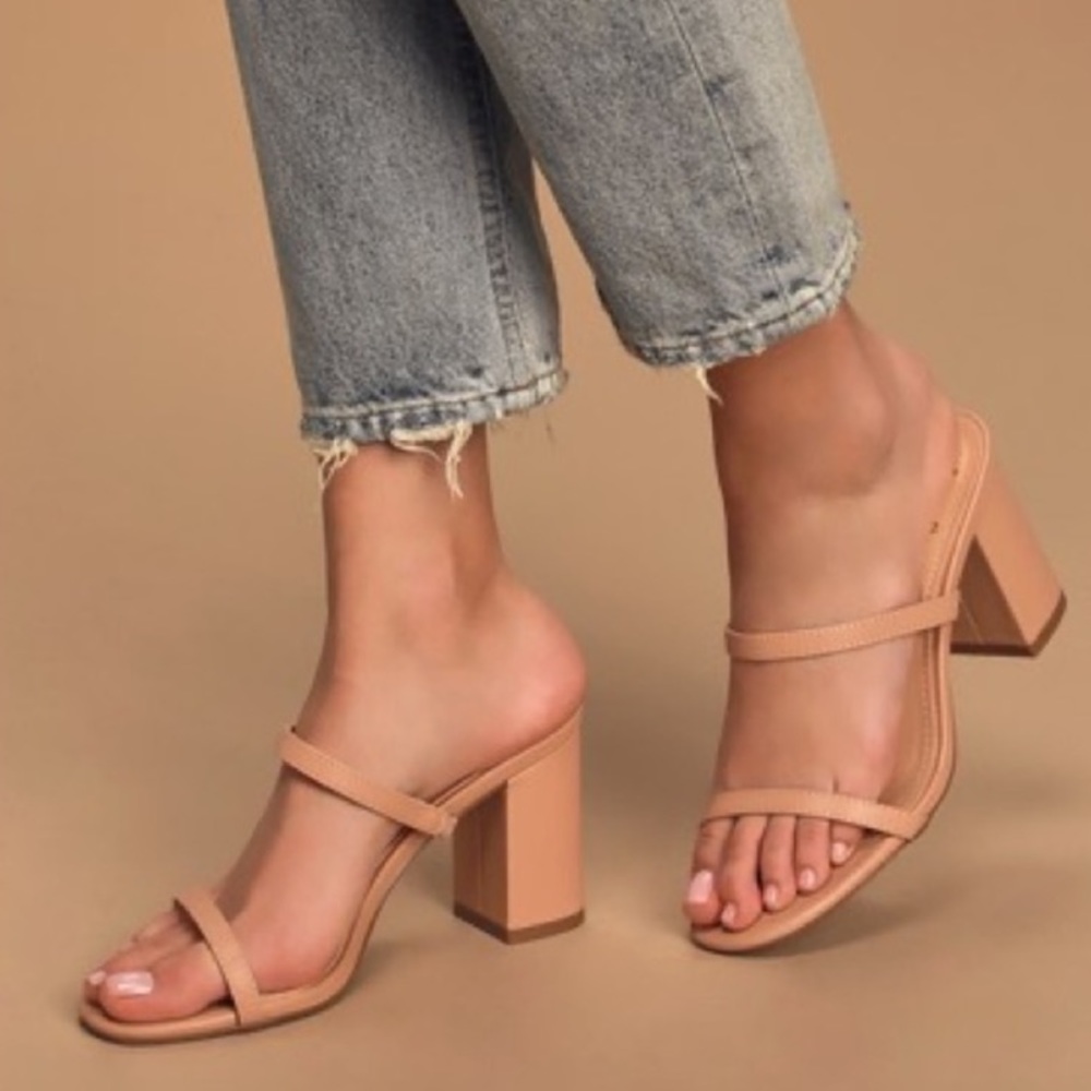 Lulus Double Strap High Heel Sandal - Light Nude Tan - Size 10